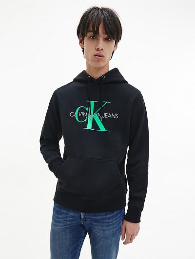 Calvin Klein Ruhák HU782719 | Calvin Klein Monogram Logo Férfi Kapucnis Pulóver Fekete